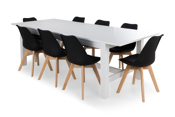 Ruokailuryhmä Isadora 8 Erin tuolia - Valkoinen/Musta - Huonekalut - Pöydät & ruokailuryhmät - Ruokailuryhmä
