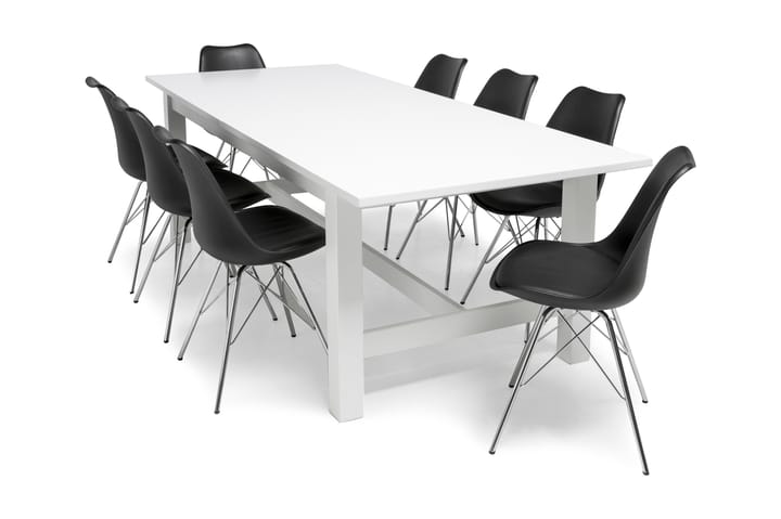 Ruokailuryhmä Isadora 8 Scale tuolia - Valkoinen/Musta - Huonekalut - Pöytä & ruokailuryhmä - Ruokailuryhmä