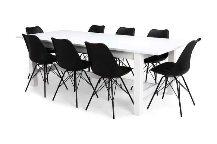 Ruokailuryhmä Isadora 8 Scale tuolia - Valkoinen/Musta PU/Musta - Huonekalut - Pöytä & ruokailuryhmä - Ruokailuryhmä