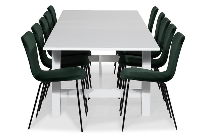 Ruokailuryhmä Isadora Jatkettava 240 cm 10 Miko tuolia Sam - Valkoinen/Vihreä - Huonekalut - Pöytä & ruokailuryhmä - Ruokailuryhmä