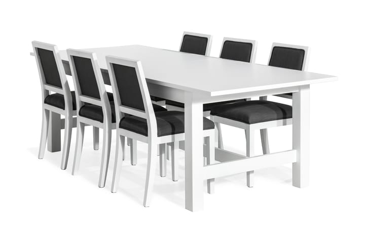 Ruokailuryhmä Isadora Jatkettava 240 cm + 6 Frendy tuolia - Valkoinen/Harmaa - Huonekalut - Pöydät & ruokailuryhmät - Ruokailuryhmä