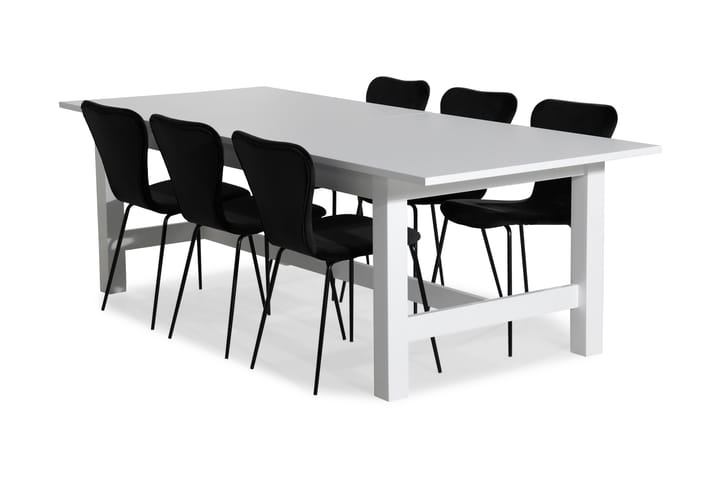 Ruokailuryhmä Isadora Jatkettava 240 cm 8 Miko tuolia Sam - Valkoinen/Musta - Huonekalut - Pöytä & ruokailuryhmä - Ruokailuryhmä