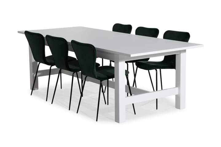 Ruokailuryhmä Isadora Jatkettava 240 cm 8 Miko tuolia Sam - Valkoinen/Vihreä - Huonekalut - Pöytä & ruokailuryhmä - Ruokailuryhmä