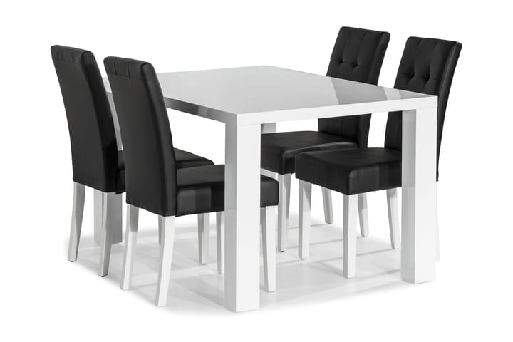 Ruokailuryhmä Jack 140x90 cm 4 Leo tuolia - Valkoinen/Musta - Huonekalut - Pöytä & ruokailuryhmä - Ruokailuryhmä