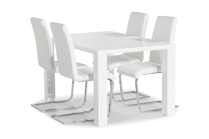 Ruokailuryhmä Jack 140x90 cm 4 tuolilla - Valkoinen/kromi - Huonekalut - Pöydät & ruokailuryhmät - Ruokailuryhmä