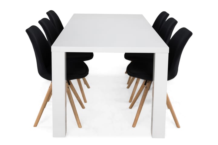 Ruokailuryhmä Jack 6 Erin tuolia - Valkoinen/Tummanharmaa - Huonekalut - Pöytä & ruokailuryhmä - Ruokailuryhmä