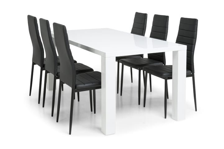 Ruokailuryhmä Jack 6 Fred tuolia - Valkoinen/Musta - Huonekalut - Pöytä & ruokailuryhmä - Sohvapöytä