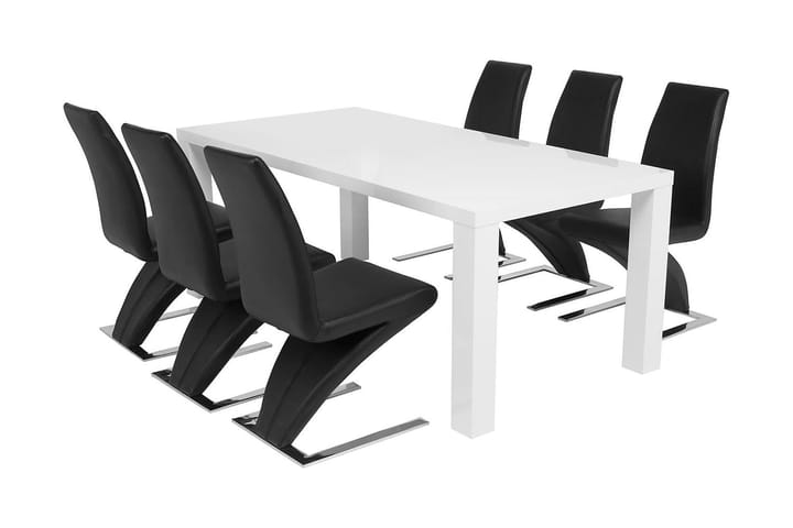 Ruokailuryhmä Jack 6 Hugo tuolia - Valkoinen/Musta - Huonekalut - Pöydät & ruokailuryhmät - Ruokailuryhmä