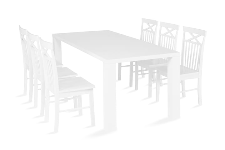 Ruokailuryhmä Jack 6 Matilda tuolia - Valkoinen - Huonekalut - Pöytä & ruokailuryhmä - Ruokailuryhmä