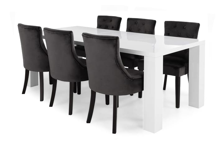 Ruokailuryhmä Jack 6 Ophelia tuolia - Valkoinen/Harmaa - Huonekalut - Pöytä & ruokailuryhmä - Ruokailuryhmä