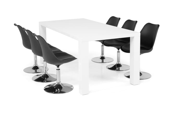 Ruokailuryhmä Jack 6 Vincent tuolia - Valkoinen/Musta PU - Huonekalut - Pöytä & ruokailuryhmä - Ruokailuryhmä