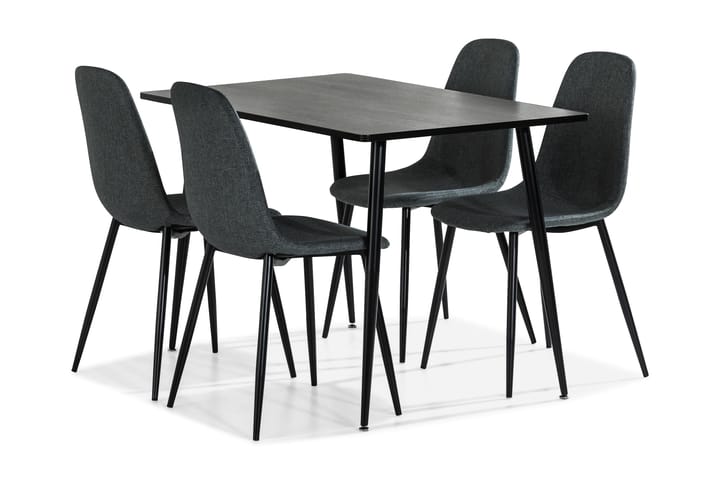 Ruokailuryhmä Jaunita 120 cm 4 Naira tuolia - Ruskea/Harmaa/Musta - Huonekalut - Pöydät & ruokailuryhmät - Ruokailuryhmä