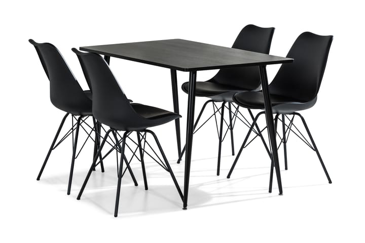 Ruokailuryhmä Jaunita 120 cm 4 Naira tuolia - Ruskea/Musta - Huonekalut - Pöytä & ruokailuryhmä - Ruokapöydät & keittiön pöydät