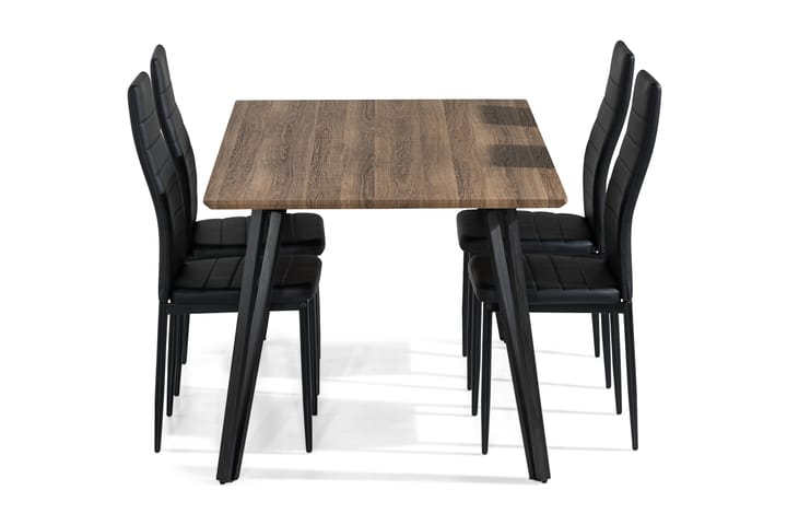 Ruokailuryhmä Jaunita 160 cm 4 Fred tuolia - Ruskea/Musta - Huonekalut - Pöytä & ruokailuryhmä - Ruokailuryhmä