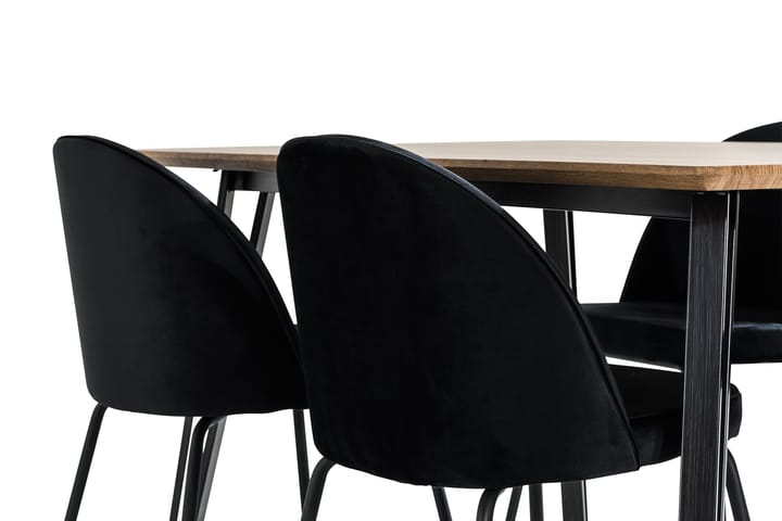 Ruokailuryhmä Jaunita 160 cm 4 Gerardo tuolilla Sametti - Ruskea/Musta - Huonekalut - Pöydät & ruokailuryhmät - Ruokailuryhmä