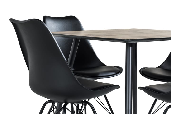Ruokailuryhmä Jaunita 80 cm 4 Scale tuolia - Ruskea/Musta - Huonekalut - Pöytä & ruokailuryhmä - Ruokailuryhmä