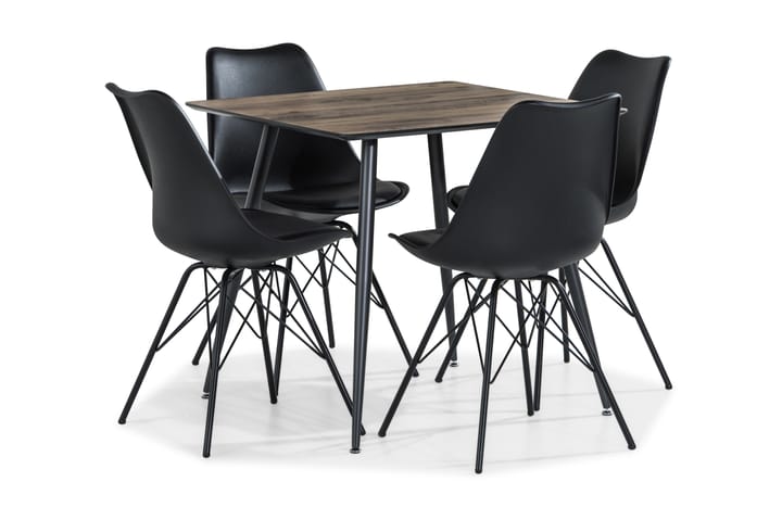 Ruokailuryhmä Jaunita 80 cm 4 Scale tuolia - Ruskea/Musta - Huonekalut - Pöytä & ruokailuryhmä - Ruokailuryhmä