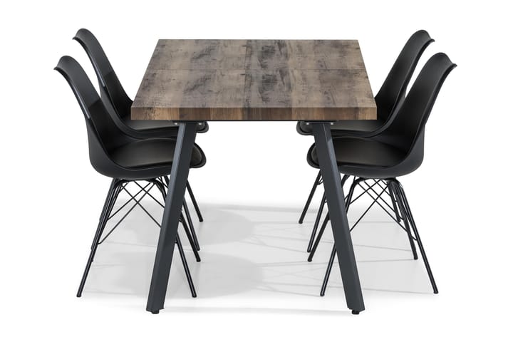 Ruokailuryhmä Jaunita Jatkettava 140 cm 4 Scale tuolia - Ruskea/Musta - Huonekalut - Pöytä & ruokailuryhmä - Ruokailuryhmä