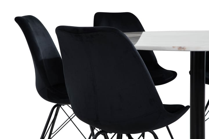 Ruokailuryhmä Justine 120 cm Pyör Marmori 6 Scale tuolia Sam - Valkoinen/Musta/Musta - Huonekalut - Pöydät & ruokailuryhmät - Ruokailuryhmä