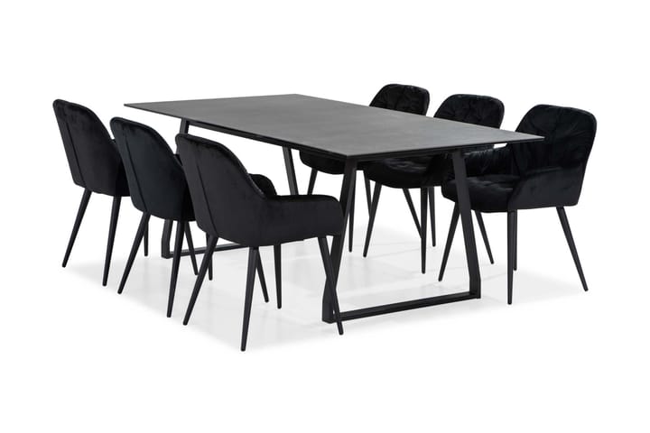 Ruokailuryhmä Kaj 200 cm 6 Giovanni tuolia Sametti - Huonekalut - Pöytä & ruokailuryhmä - Ruokailuryhmä