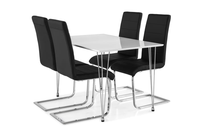Ruokailuryhmä Kranstull 120 cm 4 Jack tuolia - Valkoinen/Musta PU/Kromi - Huonekalut - Sohvat - 3:n istuttava sohva