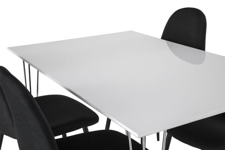 Ruokailuryhmä Kranstull 120 cm 4 Naira tuolia - Valkoinen/Musta/Kromi - Huonekalut - Pöytä & ruokailuryhmä - Ruokailuryhmä