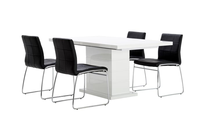 Ruokailuryhmä Kulmbach 4 Mucura tuolia - Valkoinen/Musta - Huonekalut - Pöytä & ruokailuryhmä - Ruokailuryhmä