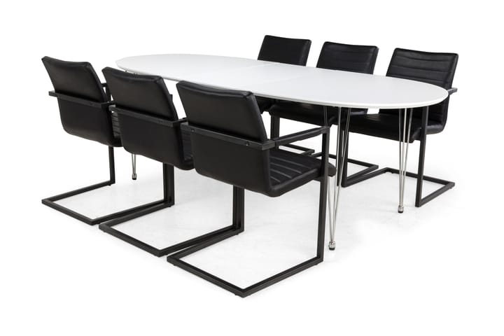 Ruokailuryhmä Lennox 6 Dutch tuolia - Valkoinen/Musta - Huonekalut - Pöytä & ruokailuryhmä - Ruokailuryhmä