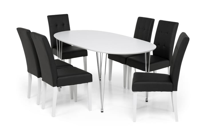 Ruokailuryhmä Lennox 6 Leo tuolia - Valkoinen/Musta - Huonekalut - Pöydät & ruokailuryhmät - Ruokailuryhmä