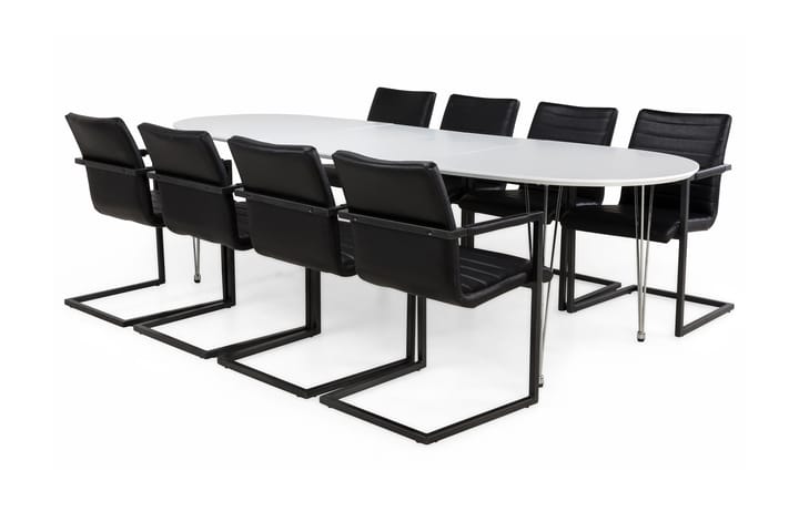 Ruokailuryhmä Lennox 8 Dutch tuolia - Valkoinen/Musta - Huonekalut - Pöytä & ruokailuryhmä - Ruokailuryhmä