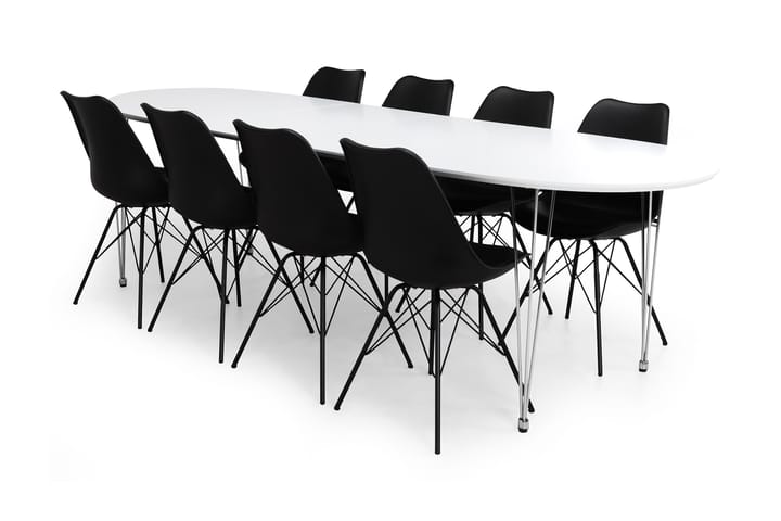 Ruokailuryhmä Lennox 8 Scale tuolia - Valkoinen/Kromi/Musta - Huonekalut - Pöytä & ruokailuryhmä - Ruokailuryhmä