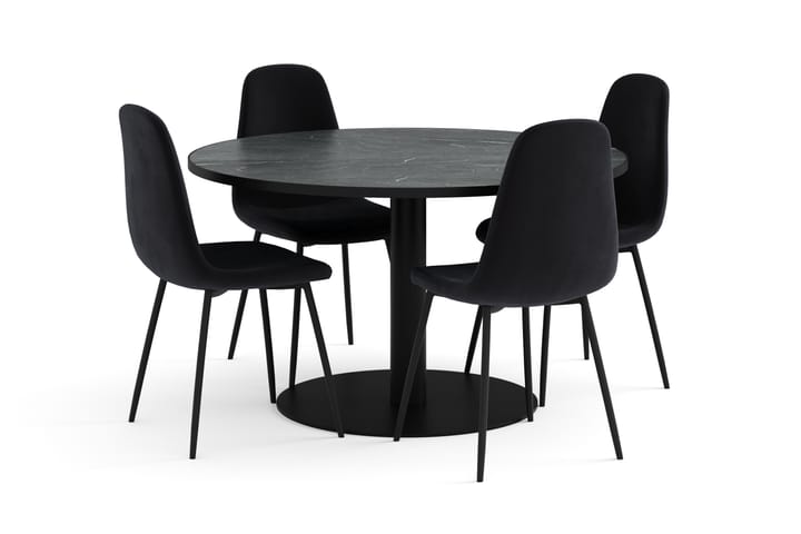 Ruokailuryhmä Levanzo 120 cm sis 4 Nibe tuolia - Harmaa/Musta - Huonekalut - Pöytä & ruokailuryhmä - Ruokailuryhmä