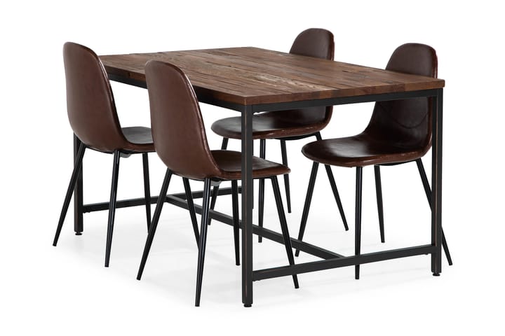 Ruokailuryhmä Limerick 140 cm 4 Naira tuolilla - Rust jalava/Musta/Brun - Huonekalut - Pöytä & ruokailuryhmä - Ruokapöydät & keittiön pöydät