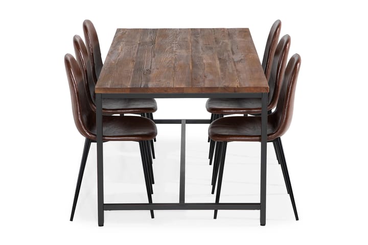 Ruokailuryhmä Limerick 180 cm 6 Naira tuolilla - Rust jalava/Musta/Brun - Huonekalut - Pöytä & ruokailuryhmä - Ruokailuryhmä