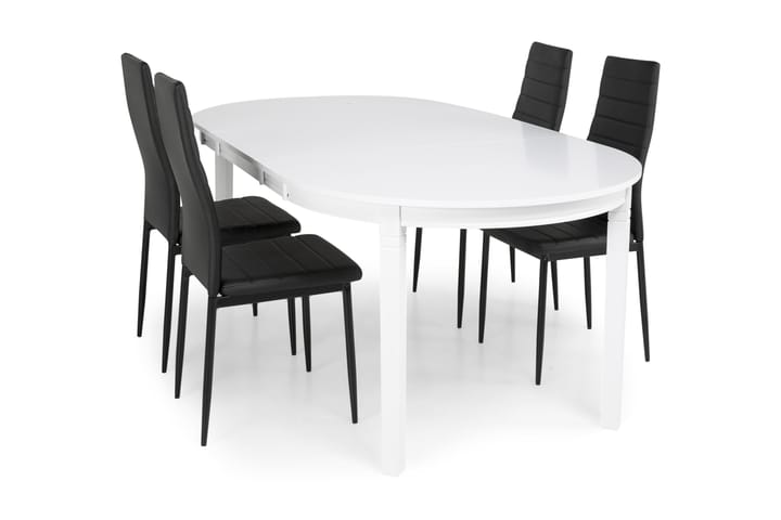 Ruokailuryhmä Lowisa 150 cm 4 Fred tuolia - Valkoinen/Musta - Huonekalut - Pöytä & ruokailuryhmä - Ruokailuryhmä