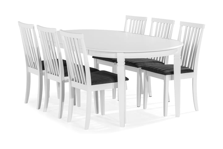 Ruokailuryhmä Lowisa 6 Lowisa tuolia - Valkoinen/Harmaa - Huonekalut - Tuoli & nojatuoli - Ruokapöydän tuolit