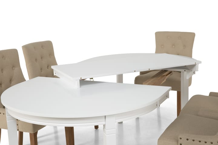 Ruokailuryhmä Lowisa 6 Ophelia tuolia - Valkoinen/Beige - Huonekalut - Pöytä & ruokailuryhmä - Ruokailuryhmä