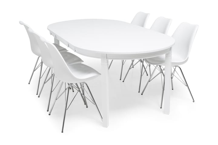 Ruokailuryhmä Lowisa 6 Scale tuolia - Valkoinen - Huonekalut - Pöytä & ruokailuryhmä - Ruokailuryhmä