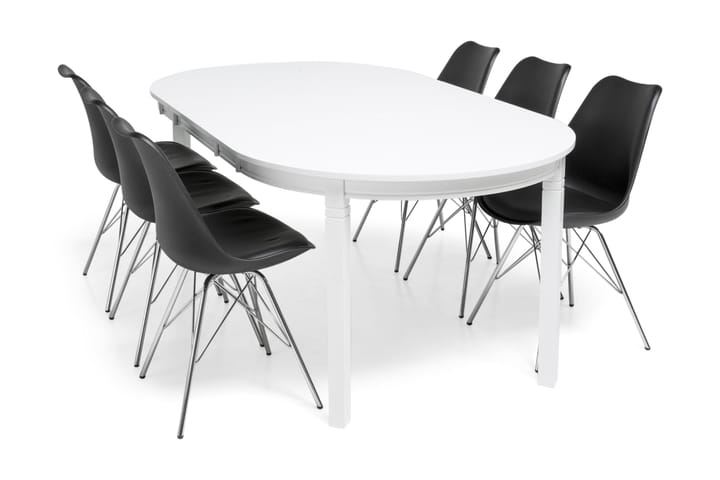 Ruokailuryhmä Lowisa 6 Scale tuolia - Valkoinen/Musta - Huonekalut - Pöytä & ruokailuryhmä - Ruokailuryhmä