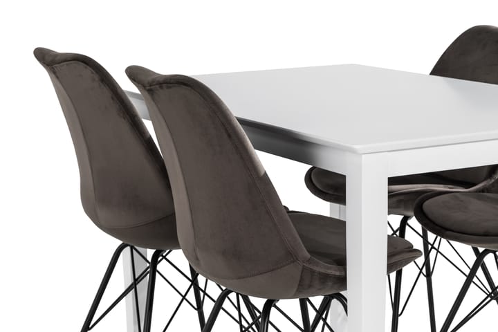 Ruokailuryhmä Matilda 120 cm 4 Scale tuolia Sametti - Valkoinen/Harmaa - Huonekalut - Pöytä & ruokailuryhmä - Ruokailuryhmä