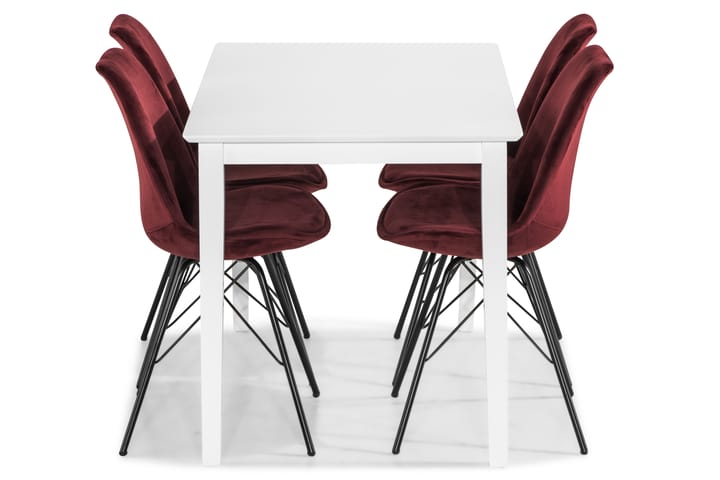 Ruokailuryhmä Matilda 120 cm 4 Scale tuolia Sametti - Valkoinen/Punainen - Huonekalut - Pöytä & ruokailuryhmä - Ruokailuryhmä