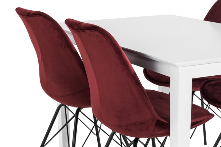 Ruokailuryhmä Matilda 120 cm 4 Scale tuolia Sametti - Valkoinen/Punainen - Huonekalut - Pöytä & ruokailuryhmä - Ruokailuryhmä