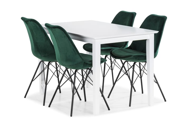 Ruokailuryhmä Matilda 120 cm 4 Scale tuolia Sametti - Valkoinen/Vihreä - Huonekalut - Pöydät & ruokailuryhmät - Ruokailuryhmä