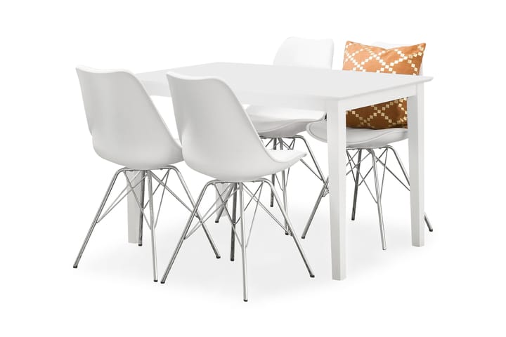 Ruokailuryhmä Matilda 120 cm 4 Scale tuolia - Valkoinen/Kromi - Huonekalut - Pöydät & ruokailuryhmät - Sohvapöytä