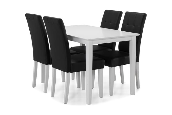 Ruokailuryhmä Matilda 4 kpl Leo tuolia - Valkoinen/Musta PU - Huonekalut - Pöytä & ruokailuryhmä - Työpöytä - Kirjoituspöytä