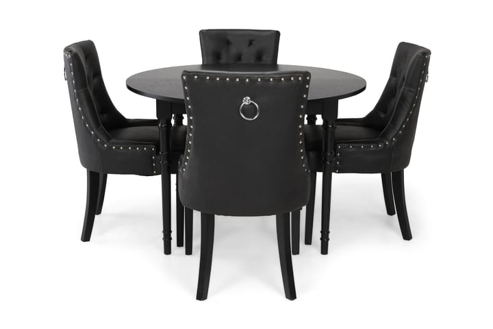 Ruokailuryhmä Milton Jatk 115 cm Pyöreä 4 Hermione tuolia - Musta - Huonekalut - Pöytä & ruokailuryhmä - Ruokailuryhmä