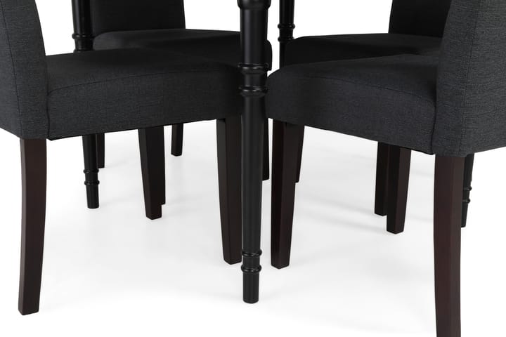 Ruokailuryhmä Milton Jatkettava 115 cm Pyöreä 4 Leo tuolia - Harmaa Vintage/Musta/T.harmaa - Huonekalut - Pöytä & ruokailuryhmä - Ruokailuryhmä