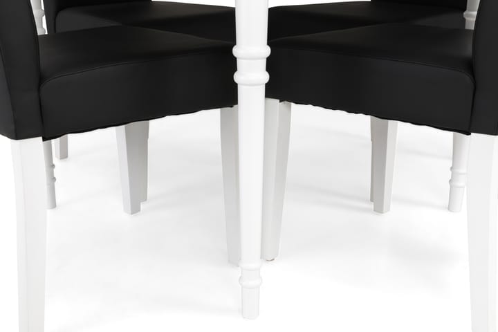 Ruokailuryhmä Milton Jatkettava 115 cm Pyöreä + 4 tuolia Leo - Valk/Musta - Huonekalut - Pöydät & ruokailuryhmät - Ruokailuryhmä
