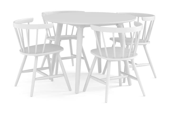 Ruokailuryhmä Mioveni 106 cm Pyöreä sis 4 Varisa tuolia - Valkoinen - Huonekalut - Pöytä & ruokailuryhmä - Ruokailuryhmä