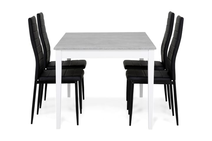Ruokailuryhmä Montague 140 cm 4 Fred tuolia - Betoni/Valkoinen/Musta - Huonekalut - Pöytä & ruokailuryhmä - Ruokailuryhmä